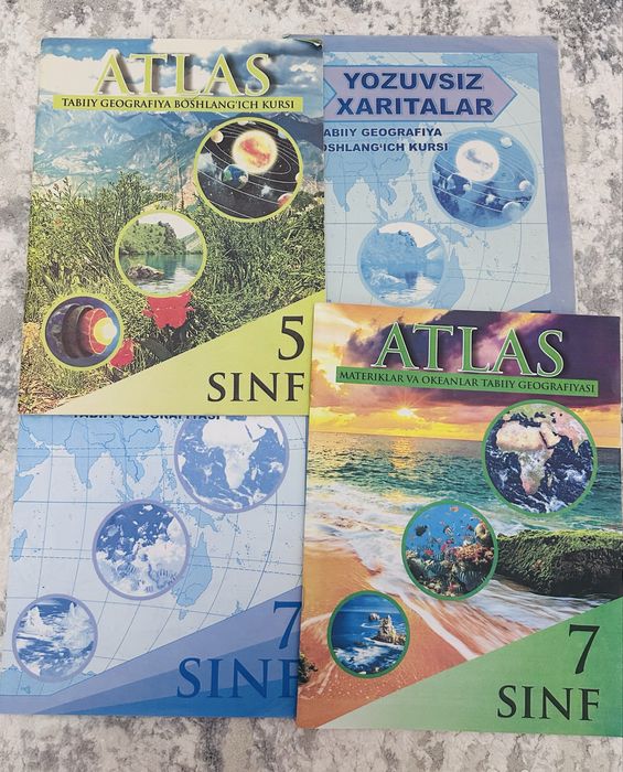 атлас география 5,7 класс, и контурные карты,atlas geografiyasi