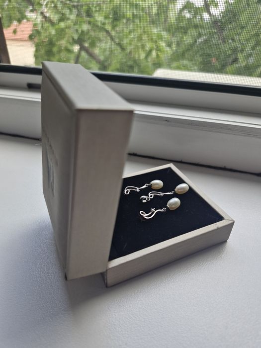 Set argint 925 cu perle albe