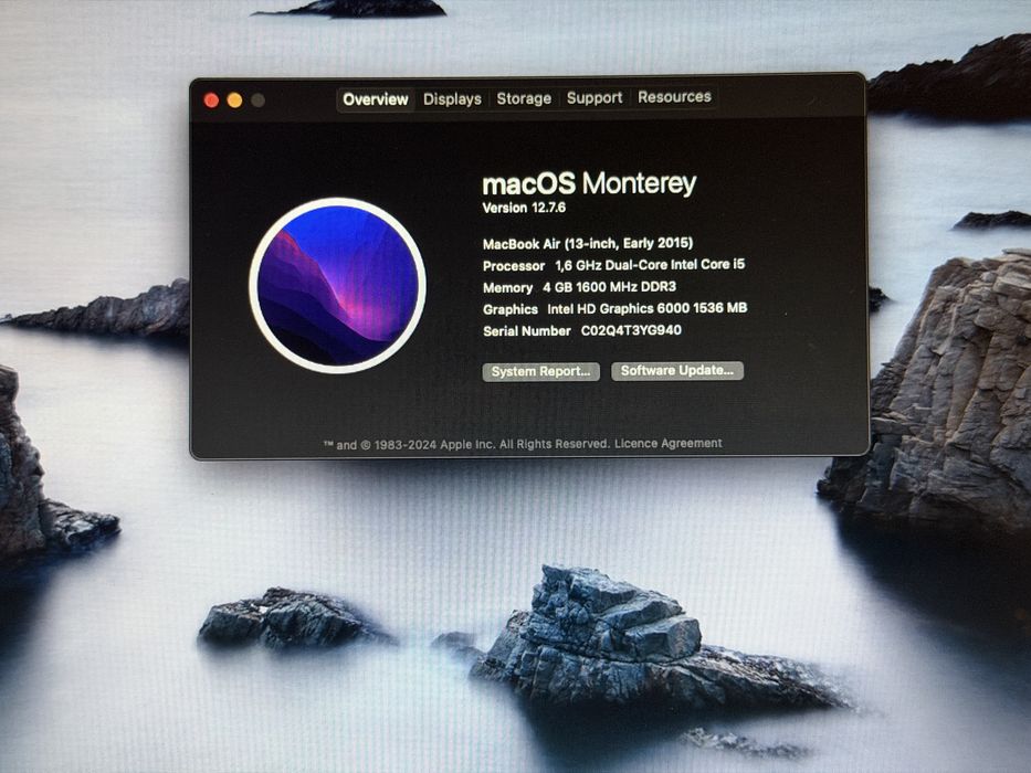 MacBook Air (13-inch, Early 2015) Processor 1,6 GHz Dual-Core Intel Core i5