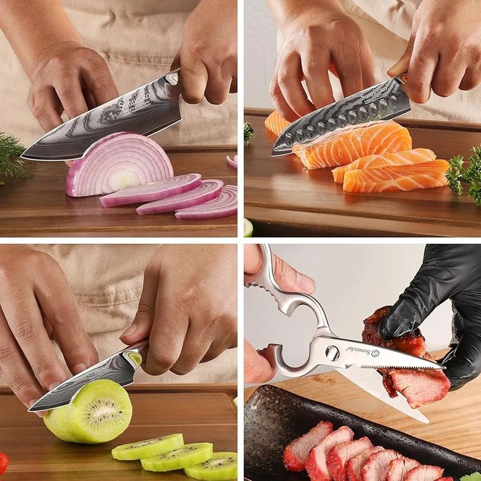 Sunnecko - Set profesional de 4 piese din otel damasc pentru chef