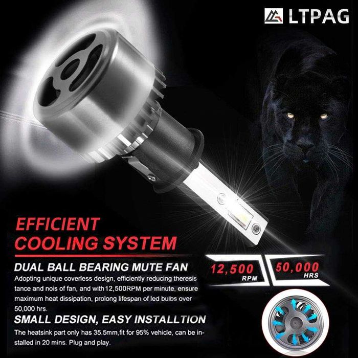 LTPAG H1 LED крушки 72W 12000LM дълги или къси светлини за автомобил