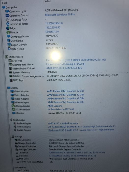 Laptop gaming Lenovo