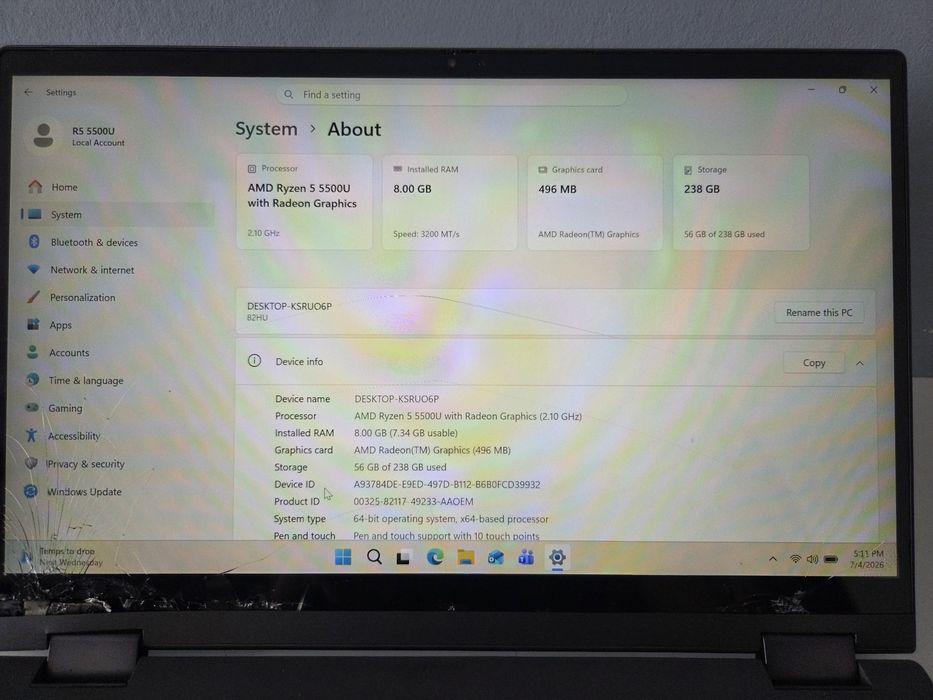 R5 5500U 8GB DDR4 SSD 240GB