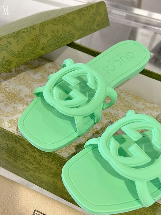 GG Interlocking G Rubber Slide - Green