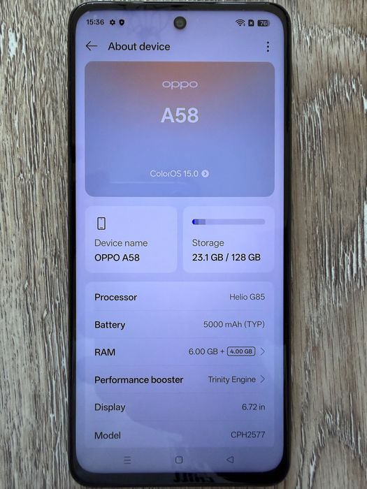 Smartphone telefon Oppo A58 128Gb