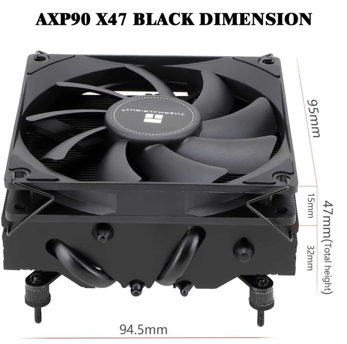 Cooler CPU Aer Thermalright AXP90-X47 profil redus,PWM AGHP,AMD Intel ventilator TL-9015 92 mm,CPU ITX,înălțime 47 mm