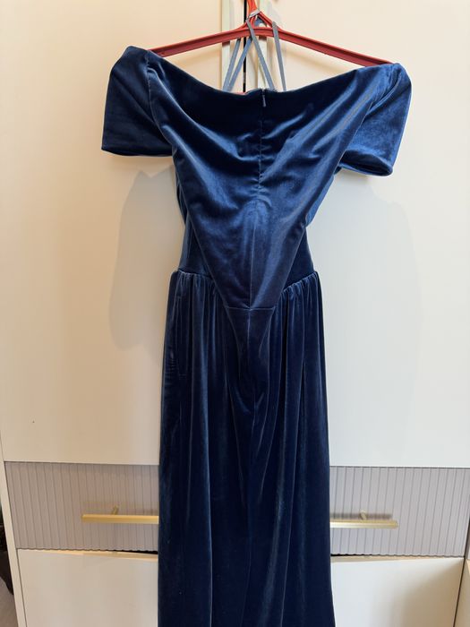 Платье синее бархатное 46 р