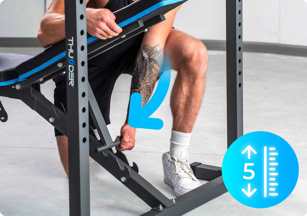 Bancă Fitness Multifuncțională cu Suport Haltere și Presă Picioare