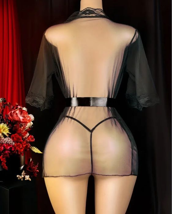 Еротичен халат черен цвят