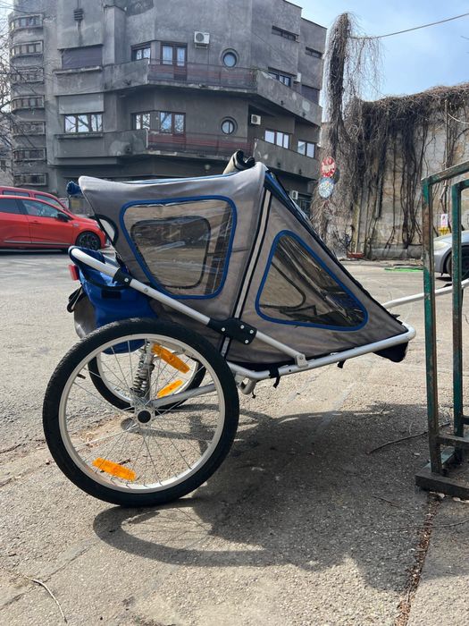 Trailer remorcă bicicletă pliabilă pentru copii, cu suspensie