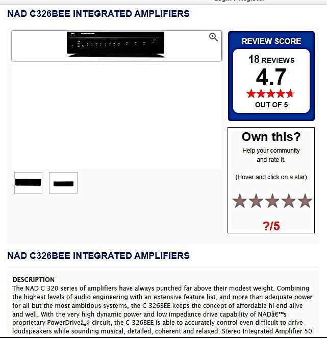 Vind amplificator de top  NAD C-326BEE,  negru, fara telecomanda