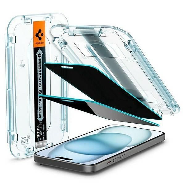 Spigen glas.tr iphone 15 6.1" "ez fit" 2 pcs privacy tempered glass pr