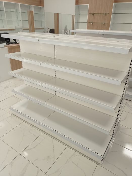 Островен /двустранен/ стелаж за магазини, аптеки