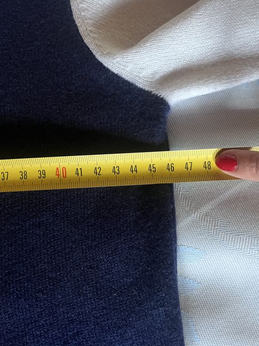 N.S. Cashmere, pulover 100% cașmir, albastru & ivory, cu fermoar