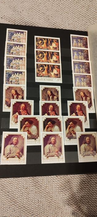 4 clasoare cu timbre romanesti din diferite perioade