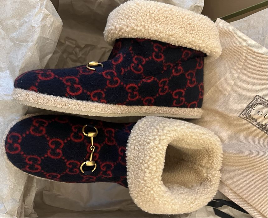 Ghete Gucci wool GG horse bit,interior 100% shearling,produs original.