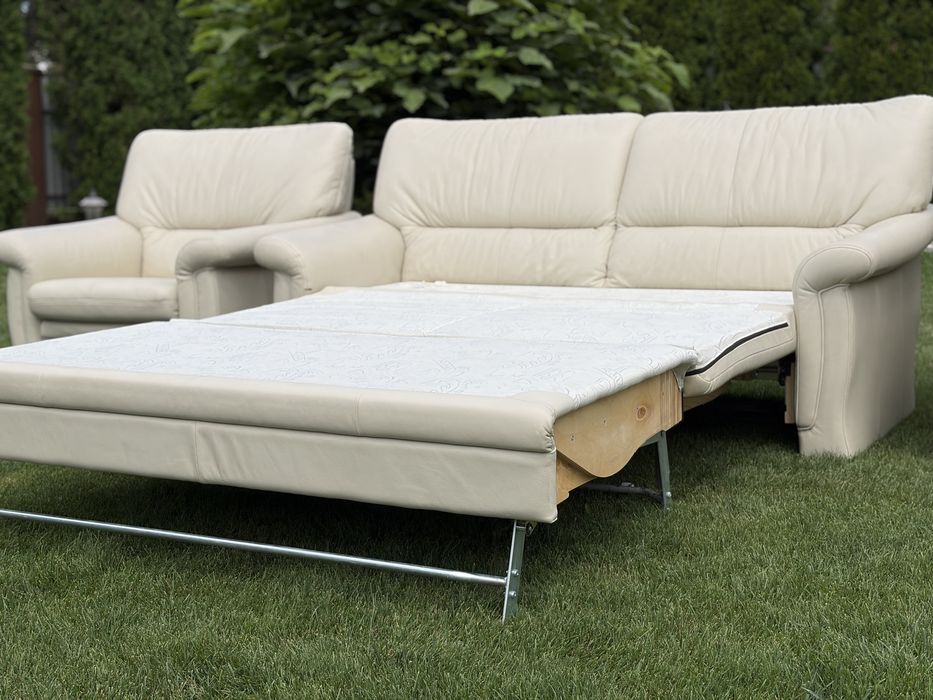 Set canapele din piele naturala (una extensibila)