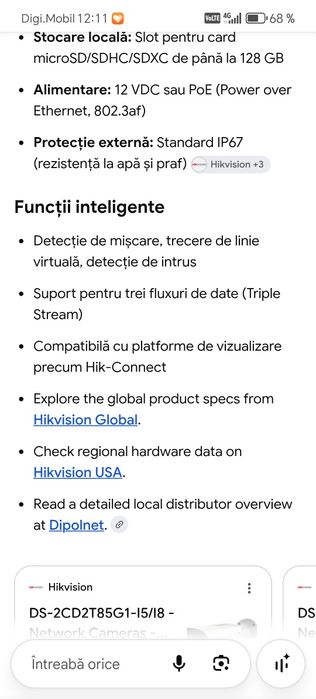 Camera video hikvision 8mega pixeli