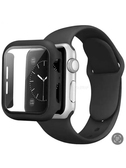 Curea TPU + Husa Plastic Geam Compatibila Ceas Apple Iphone 15