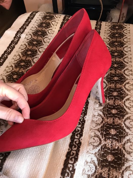 Pantofi rosii piele intoarsa/lacuiti