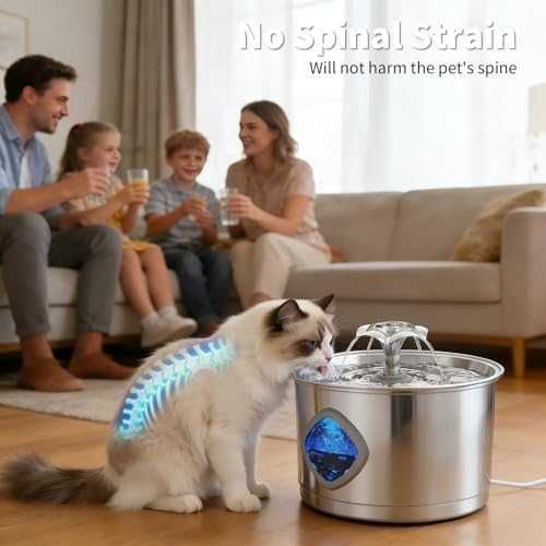 Нов Котешки фонтан 2.8L от неръждаема стомана тиха помпа за вода котка