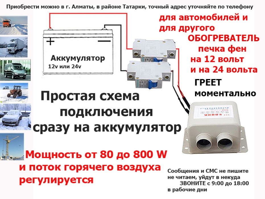 Для любых машин дополнительный авто-ОБОГРЕВАТЕЛЬ авто-печка-ФЕН 12/24V