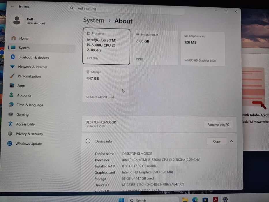 Laptop Dell Latitude E5550