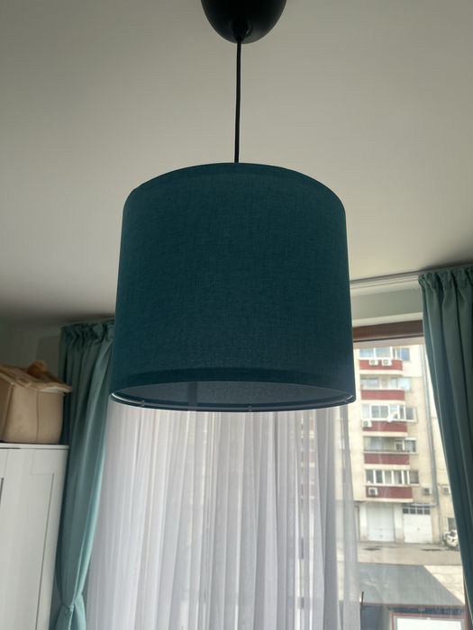 Абажур, син, текстилен