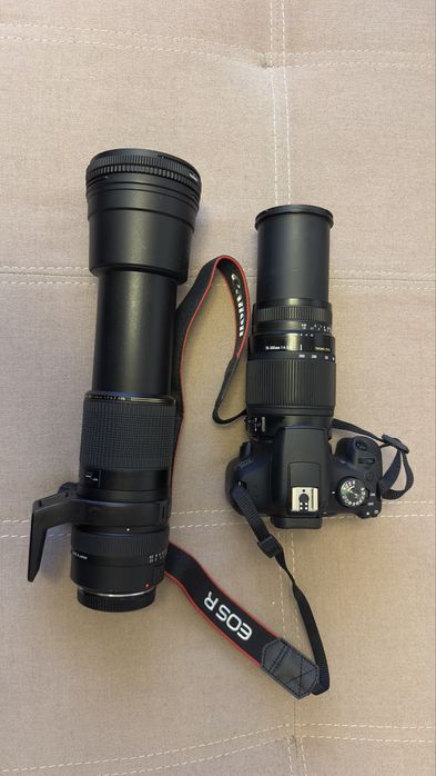 Canon 2000D cu obiectiv Tamron 200-500 si SIGMA 70-300 pret 1500 lei FIX