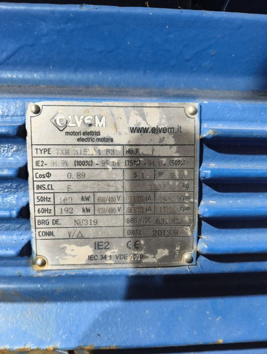 Motor electric trifazat Elvem, 160kW, 1500rpm, 380V