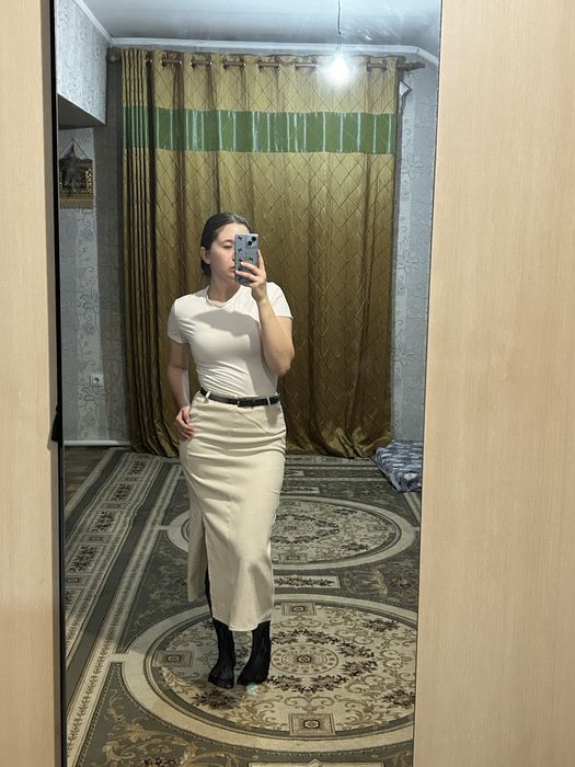 Юбка, бежевая, миди