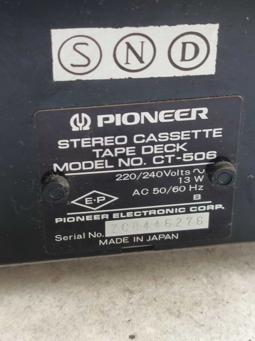Касетъчен дек "PIONEER" CT-506 работещ