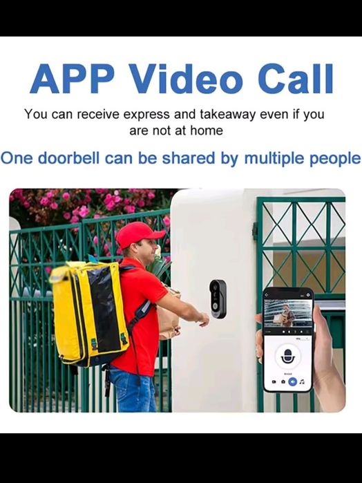 Sonerie video wireless inteligenta, 1080P, audio bidirectional,