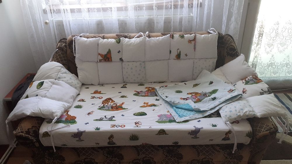 Set patut bebe(aparatori patut,cearceaf cu elastic si paturica)