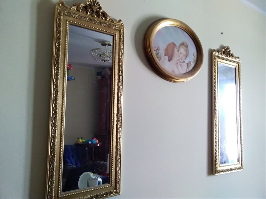 Vand oglinda lux cu rama aurie sculptata 90 cm x 35 cm