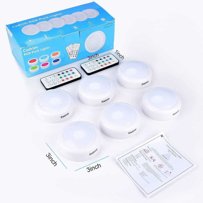 Set 6 spoturi LED Wireless Cadrim – 13 Culori – 2 Telecomenzi