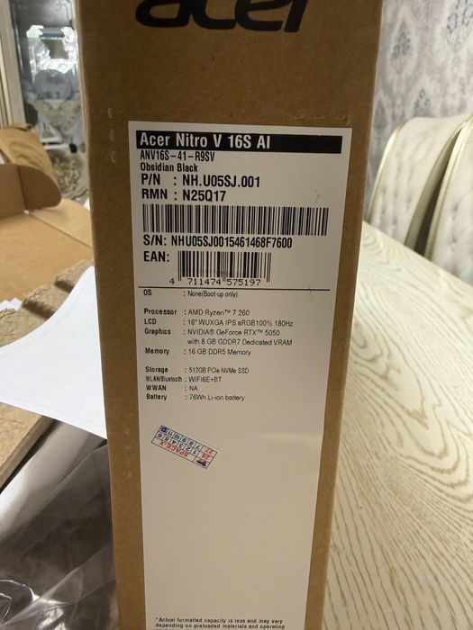 Acer Nitro V16 Gaming noutbuk Holati ideal pachti ishlamagan
