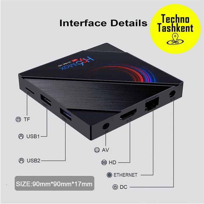 Tvbox H96 Max 4/32 6K +Proshivka Polniy Komplekt (Dostavka Bor)