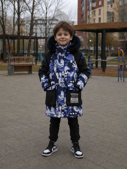 Зимняя удлиненная  куртка на мальчика 8-10 лет