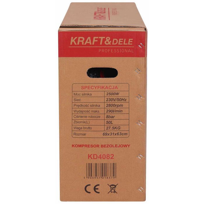 Compresor de aer 50 litri, 290 l/min, 2500W, Kraft