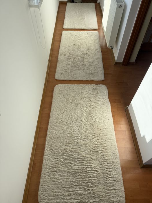 Covoare pufoase Shaggy Crem/Alb