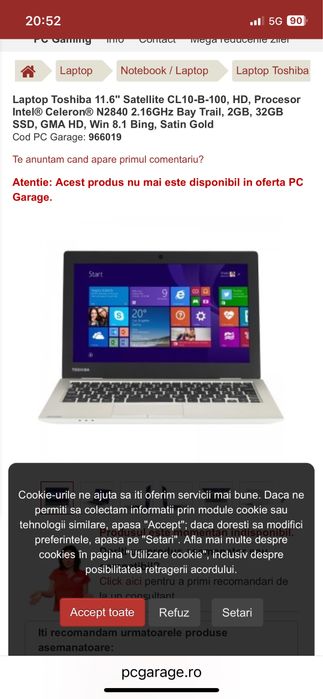 Laptop Toshiba 11.6” Satellite CL 10-B-100
