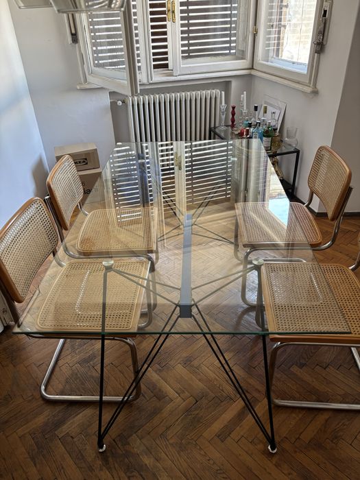 Masa de dining din sticla mid century