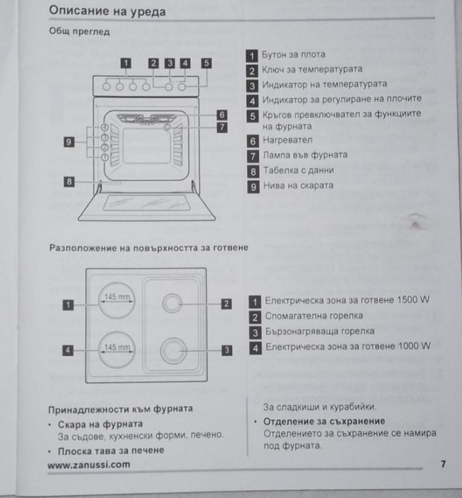 Готварска печка Зануси комбинирана