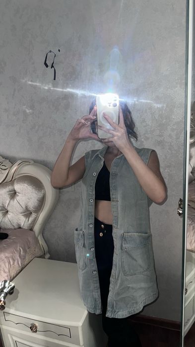 Джинсовый жакет удлиненная