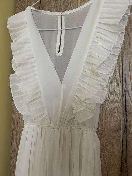 Дамски дълъг бял гащеризон