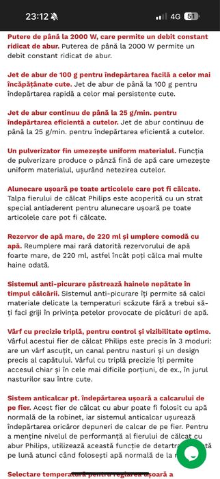 Fier de calcat cu abur Philips Comfort