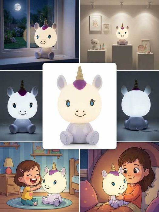 Lampa de Veghe Unicorn cu 3 Nivele de Lumina & Cablu USB