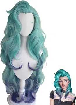 Seraphine lol kda cosplay микс зелена и лилава перука
