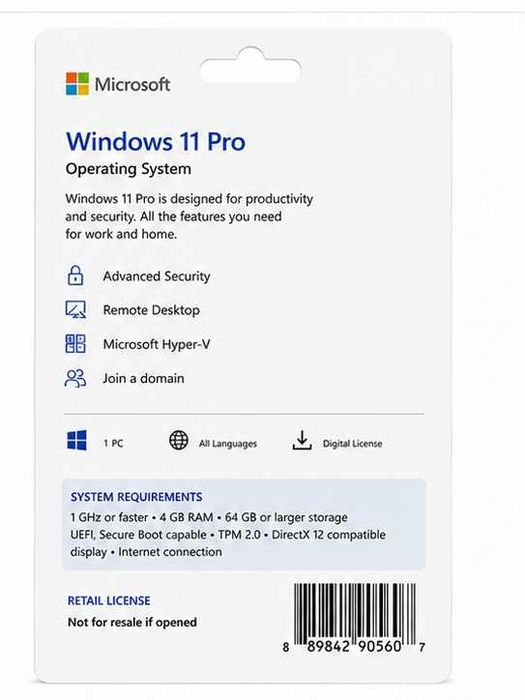 ! Microsoft Windows 11 Pro Retail электронная лицензия, все языки